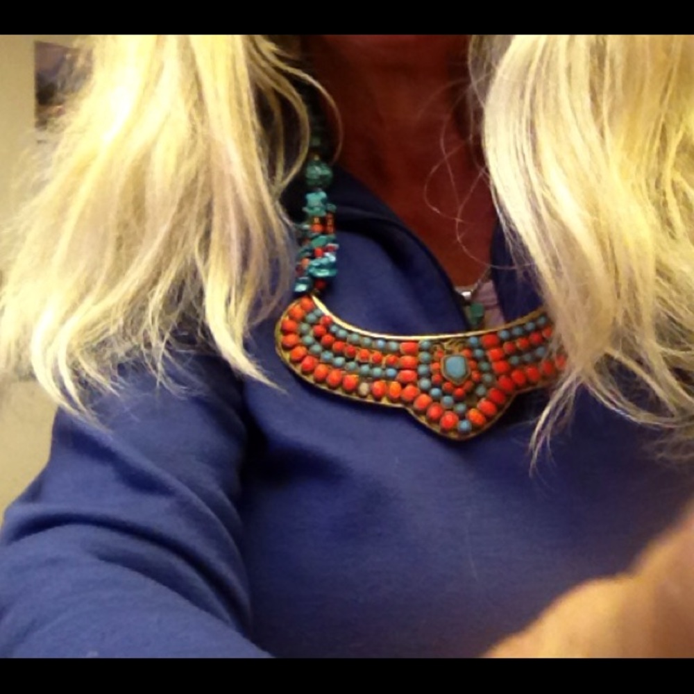 Authentic  salmon coral and turquoise double sided